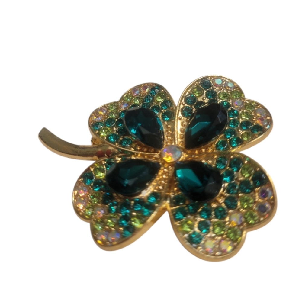 Four Leaf Clover Brooch - Picture 3 of 5